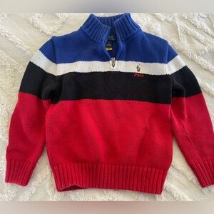 Polo by Ralph Lauren Blue and Cream Knit Sweater